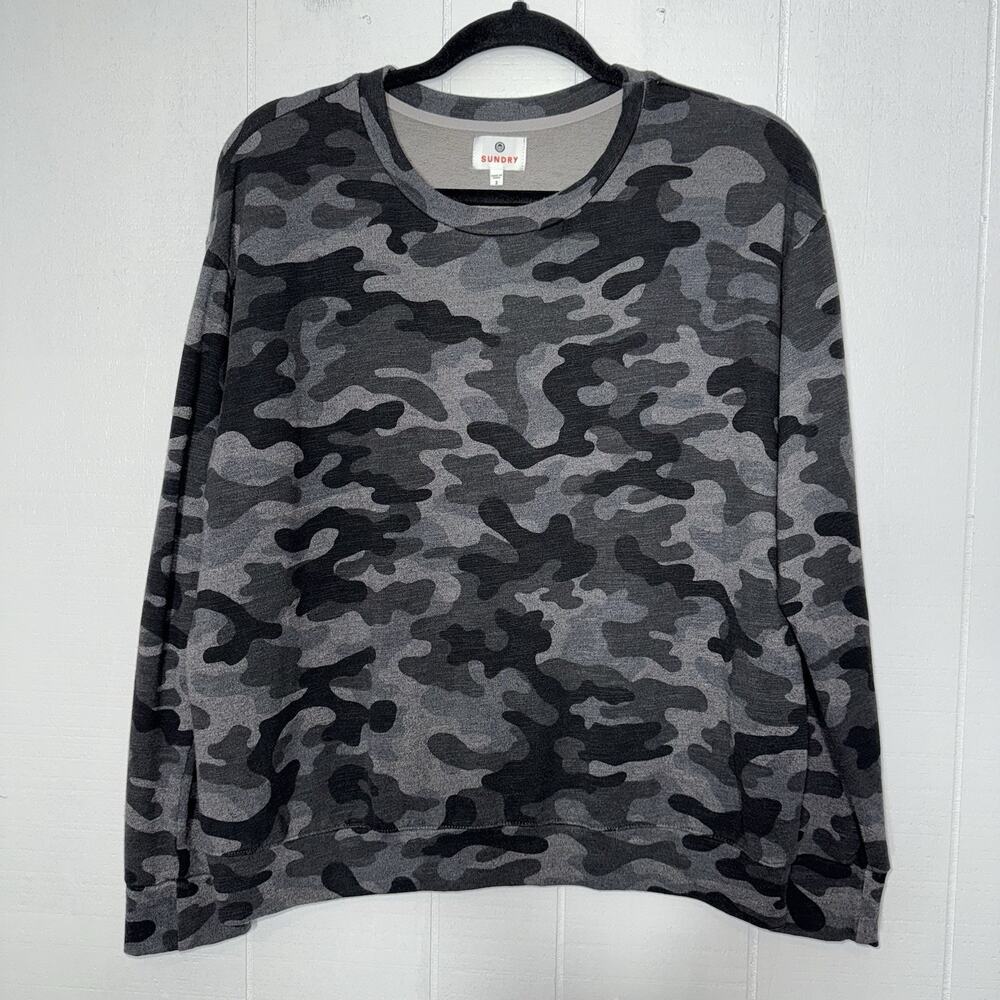 Sundry Women’s Camo Sweatshirt Gray Size 2 Medium